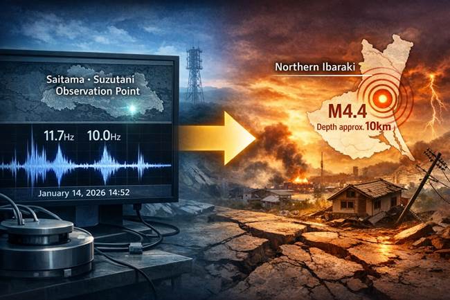 【高島式地震予知】1月14日の前兆波と1月24日茨城県北部地震の予知結果