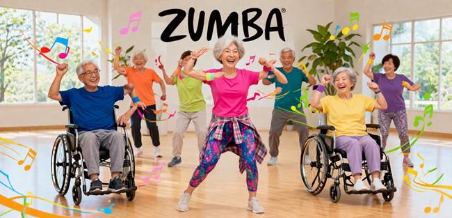 ZUMBAを行う高齢者