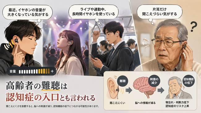 万年イヤホン利用→「難聴」は突然やってくる ― 高齢者の難聴は認知症の入口？